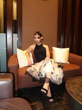 Elegant Black Halter Top with Sheer Floral Midi Skirt Dress